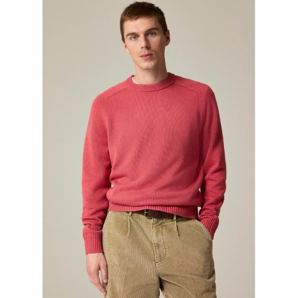 J. Crew Heritage cotton crewneck sweater Mens Medium Pink Cotton Knit Raglan